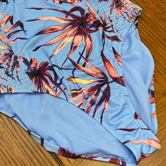 Jessica Simpson Swimwear Bathing Suit One Piece Lilac Floral Tropical Print XL - Picture 3 of 8